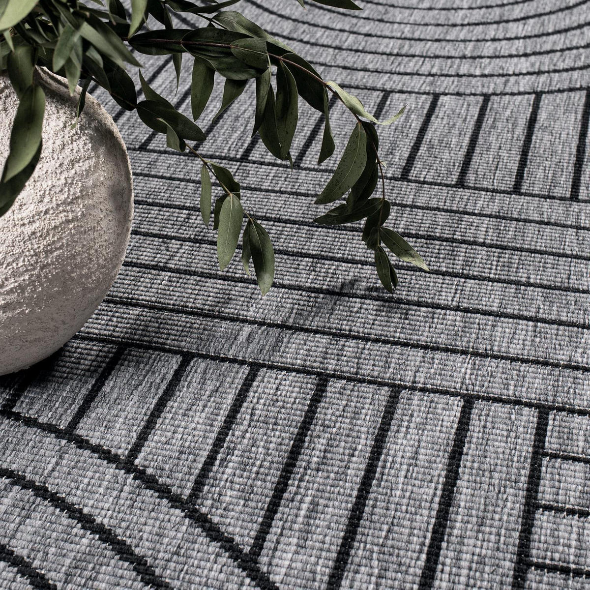 OUTDOOR-TEPPICH DuoRug 5842 Anthrazit 200x290 cm - Anthrazit, Textil (200/290cm) - carpet city