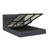 POLSTERBETT 140x200 Grau Leinen LED - Grau, Metall (140/200cm) - SHOPENTRA