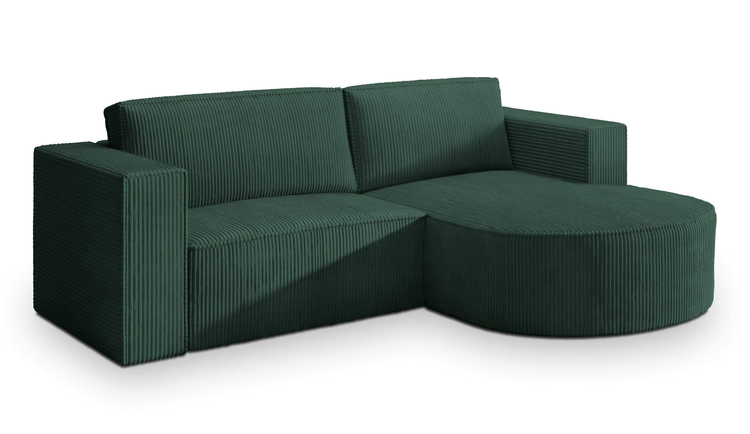 ECKSOFA SORELA P R-S Grün Kordstoff mit Schlaffunktion - Grün, Holz (263/174cm) - MASSENO