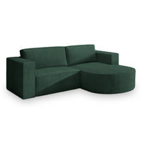 ECKSOFA SORELA P R-S Grün Kordstoff mit Schlaffunktion - Grün, Holz (263/174cm) - MASSENO
