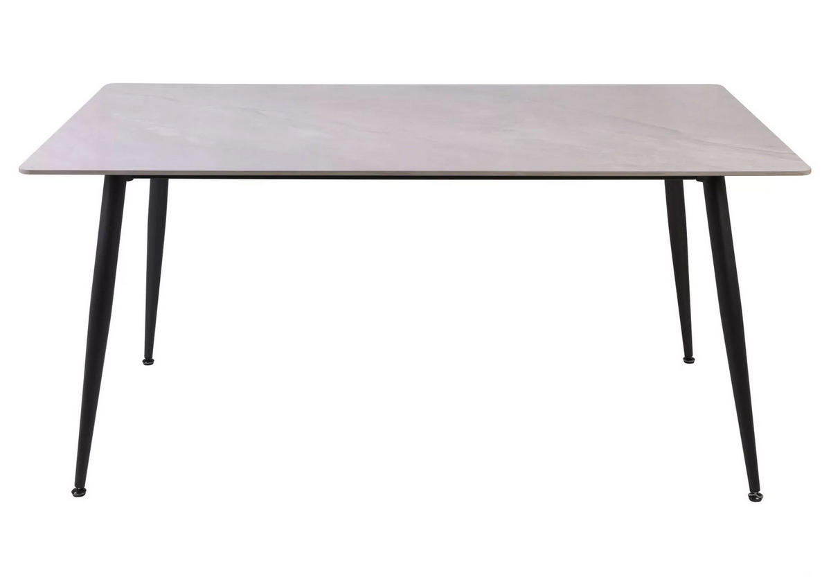 ESSTISCH Rion Marmor Grau 160 / 90 / 76cm - Schwarz/Grau, Holz/Keramik (90/160/76cm) - Feldmann-Wohnen