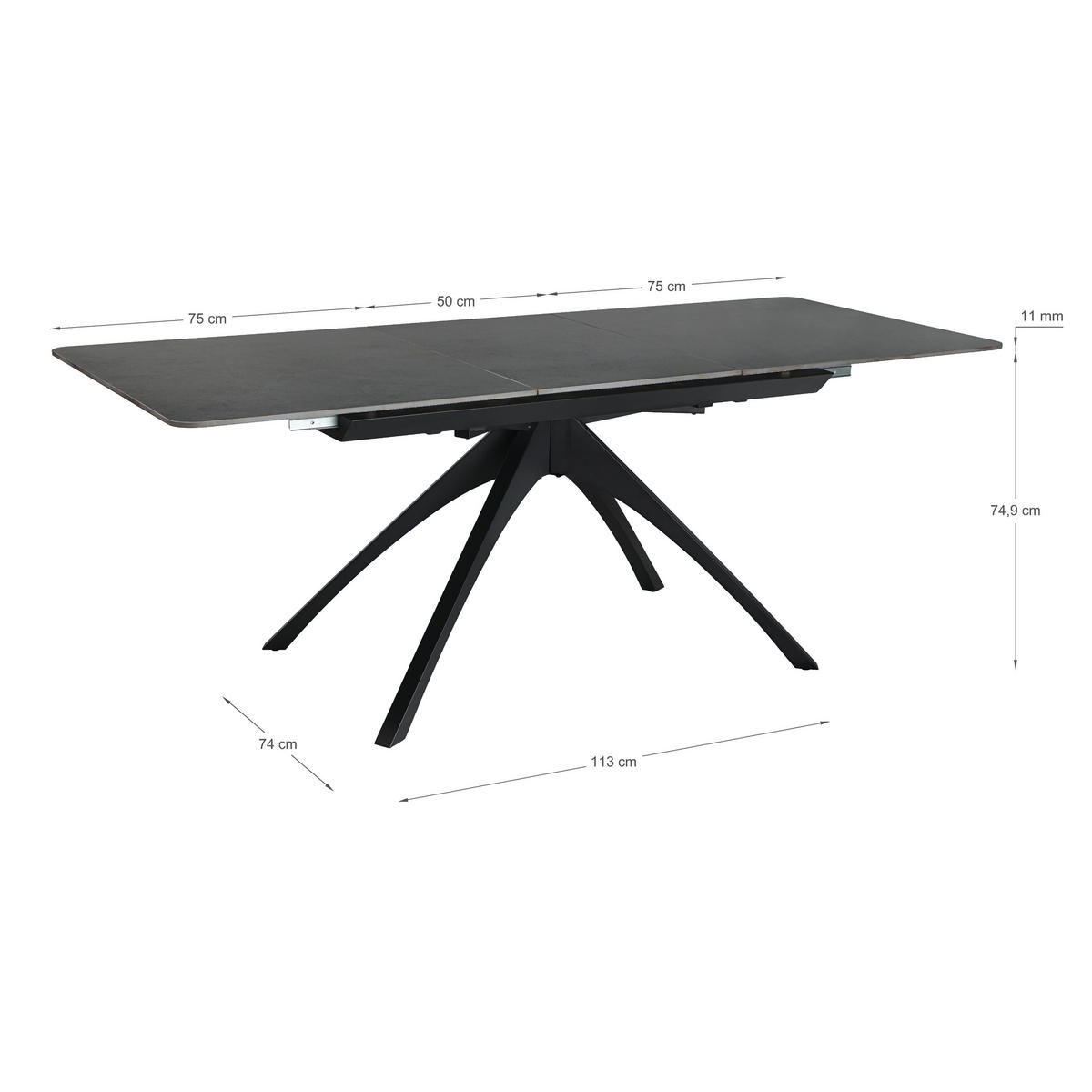 ESSTISCH Beca Grau 150/85/76 cm - Grau, Stein (150/85/76cm) - Drawer