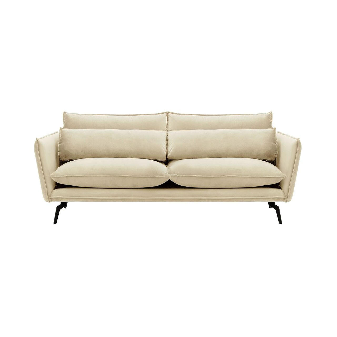 DREISITZER-SOFA Layla-Velluto 2 - Creme, Holz/Textil (237/95/98cm)