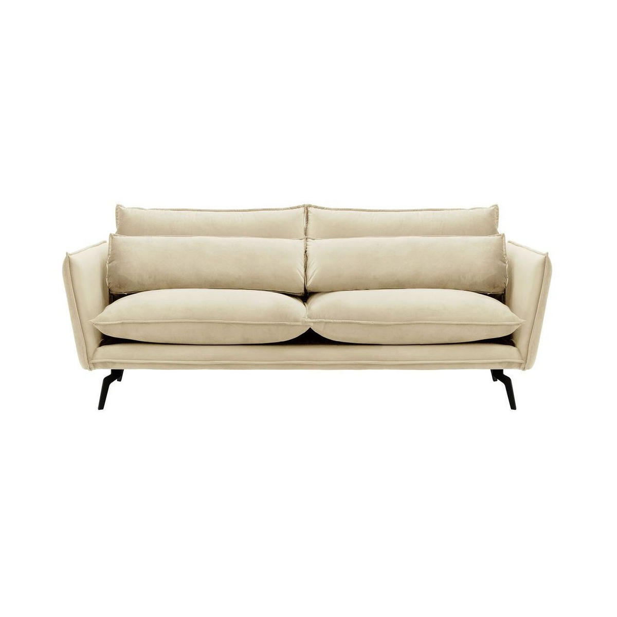 DREISITZER-SOFA Layla-Velluto 2 - Creme, Holz/Textil (237/95/98cm)