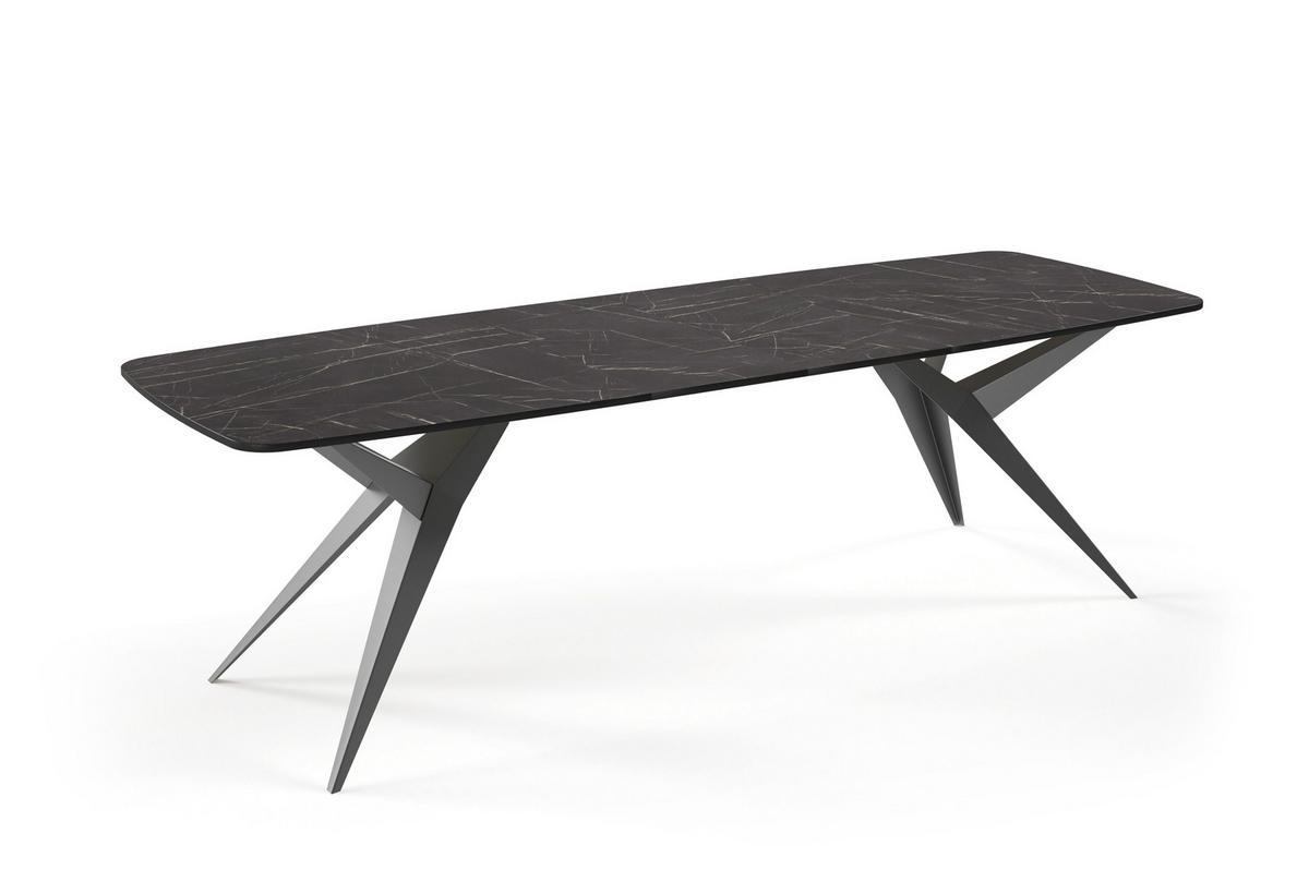 ESSTISCH AXIS - Schwarz, Holzwerkstoff/Metall (90/180/76cm) - Meblini