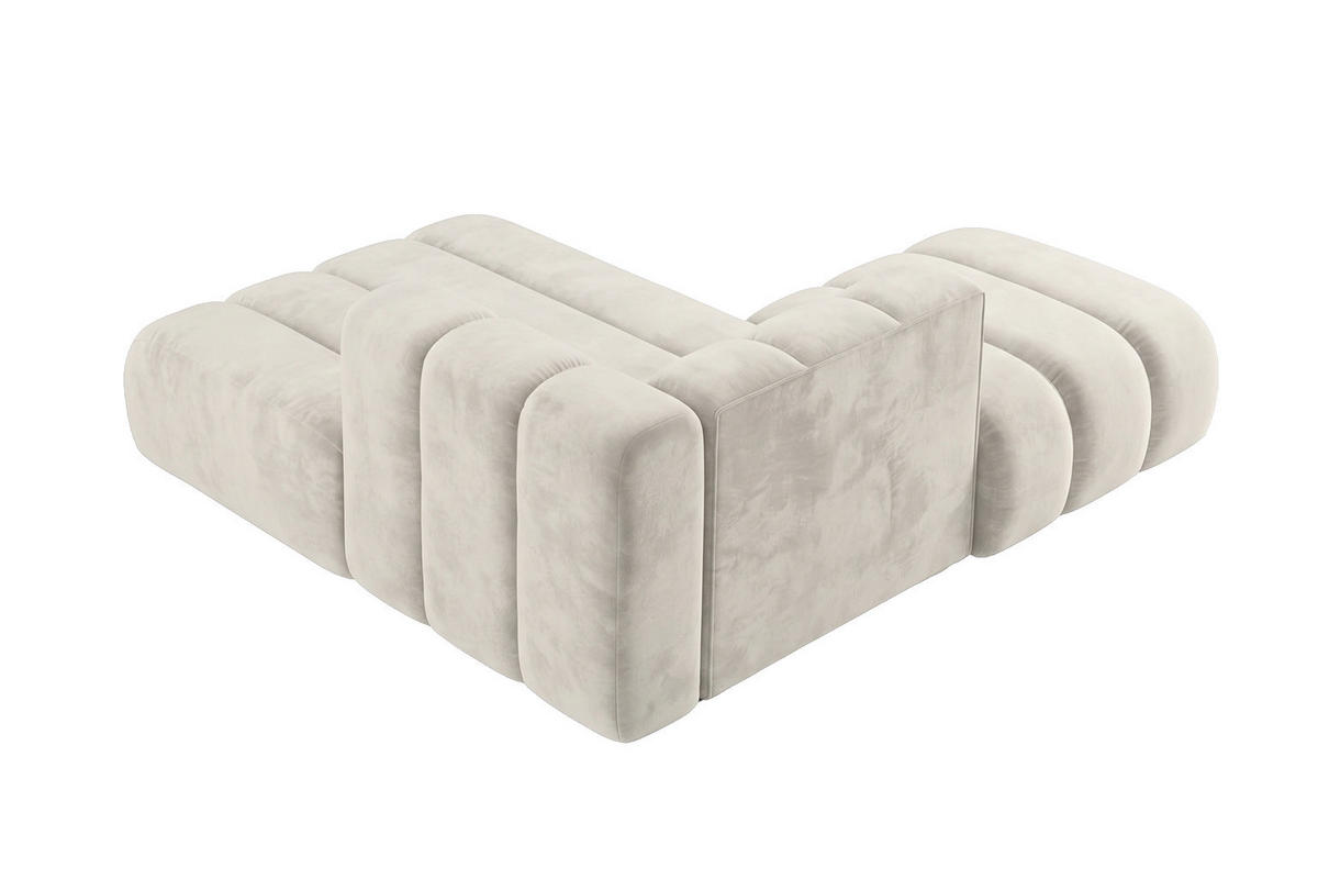 CHAISELONGUE Modulare Mit Hocker, Velvet-Stoff Riviera, Ecru, Links, GRAND - Creme, Holz (204/179cm) - Kaiser Möbel