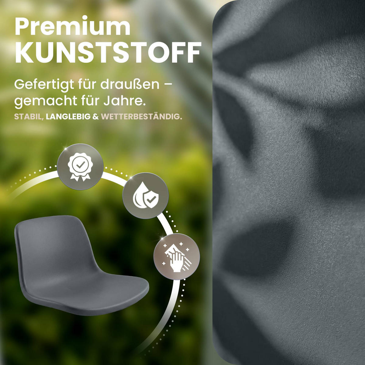 GARTENSTUHL 4er Set Kunststoff Dunkelgrau - Dunkelgrau, Kunststoff (58/80/58cm) - CLP