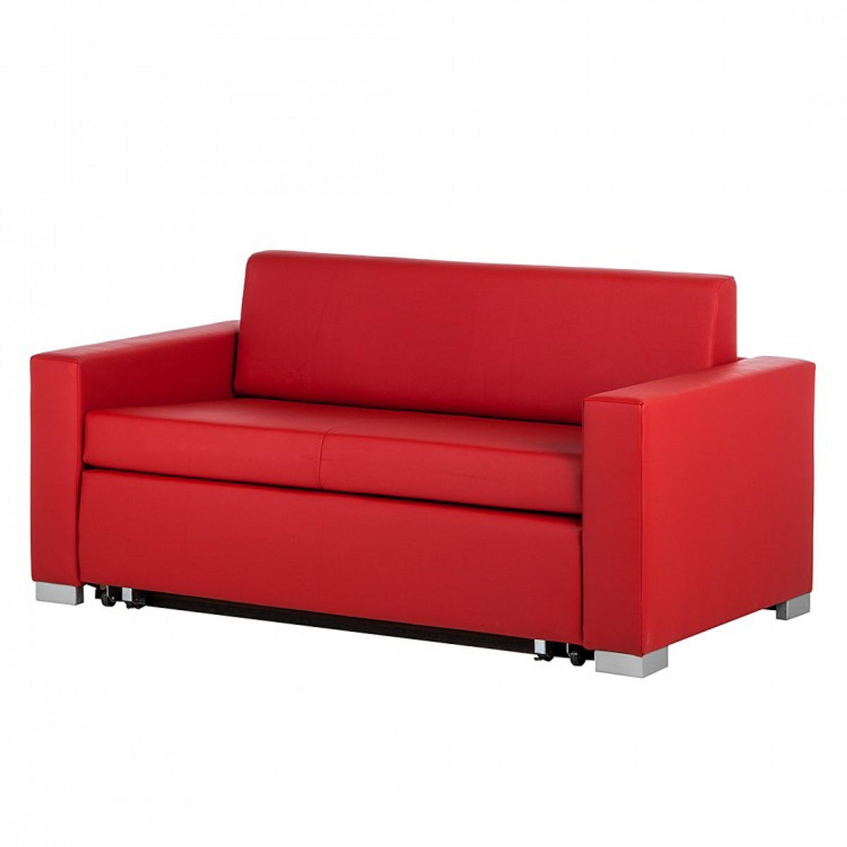 SCHLAFSOFA - Silberfarben/Rot, Kunststoff (193/90/90cm) - home24