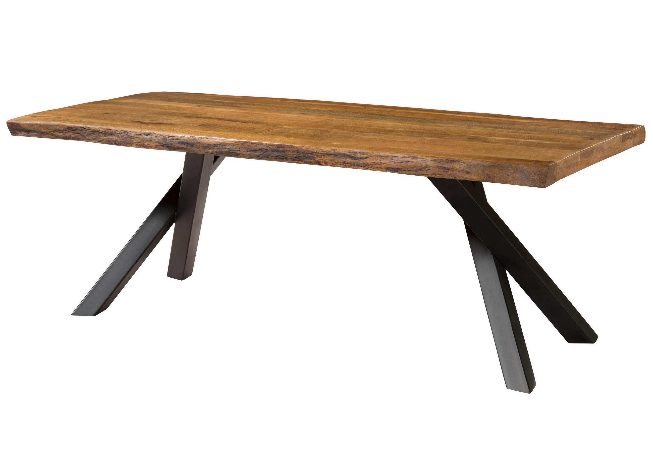 BAUMTISCH Mango 220x100x76 natur lackiert / A-Gestell anthrazit matt FREEFORM 5 - Braun, Holz (100/220/76cm) - Massivmoebel24