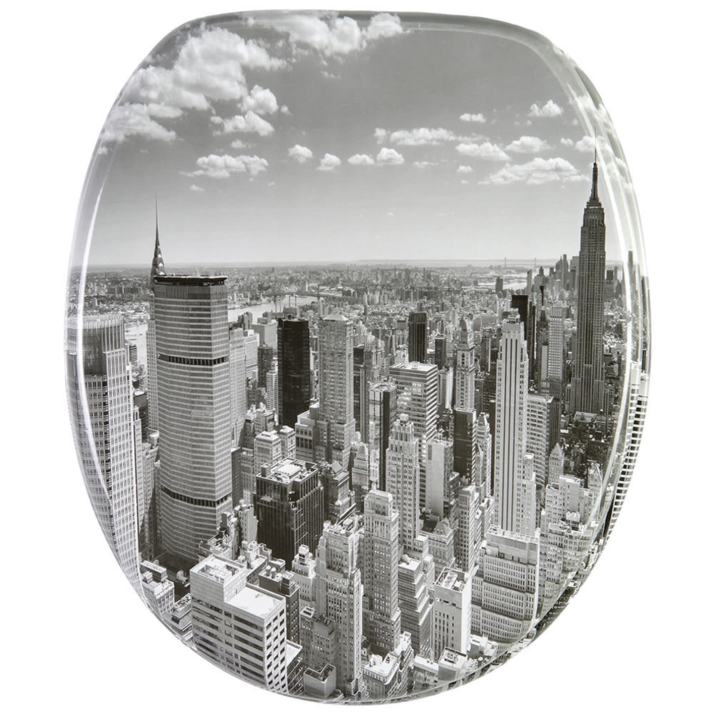 WC-SITZ Absenkautomatik Skyline New York - Grau, Holzwerkstoff (38/6/47cm) - Sanilo