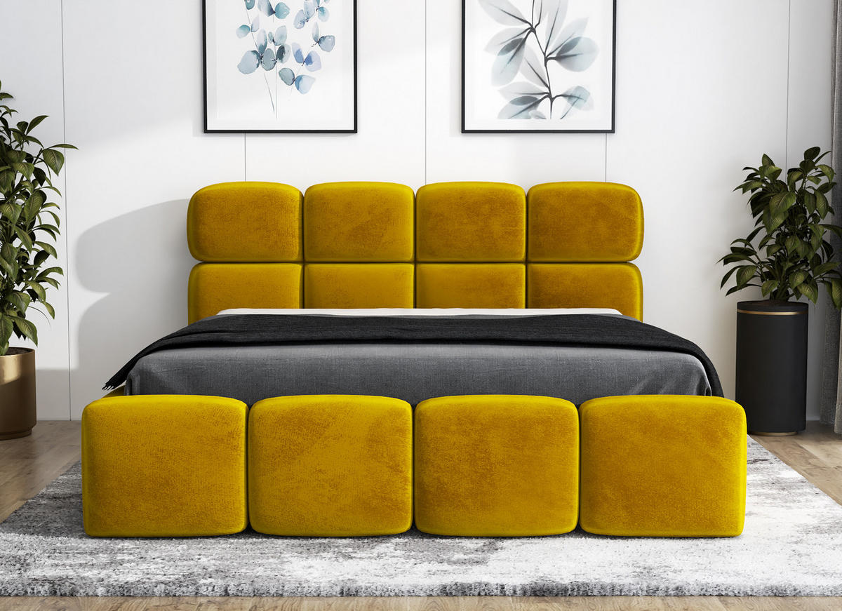 POLSTERBETT MONAKO 90x200 Goldfarben - Goldfarben, Textil (90/200cm) - A&J MöbelLand