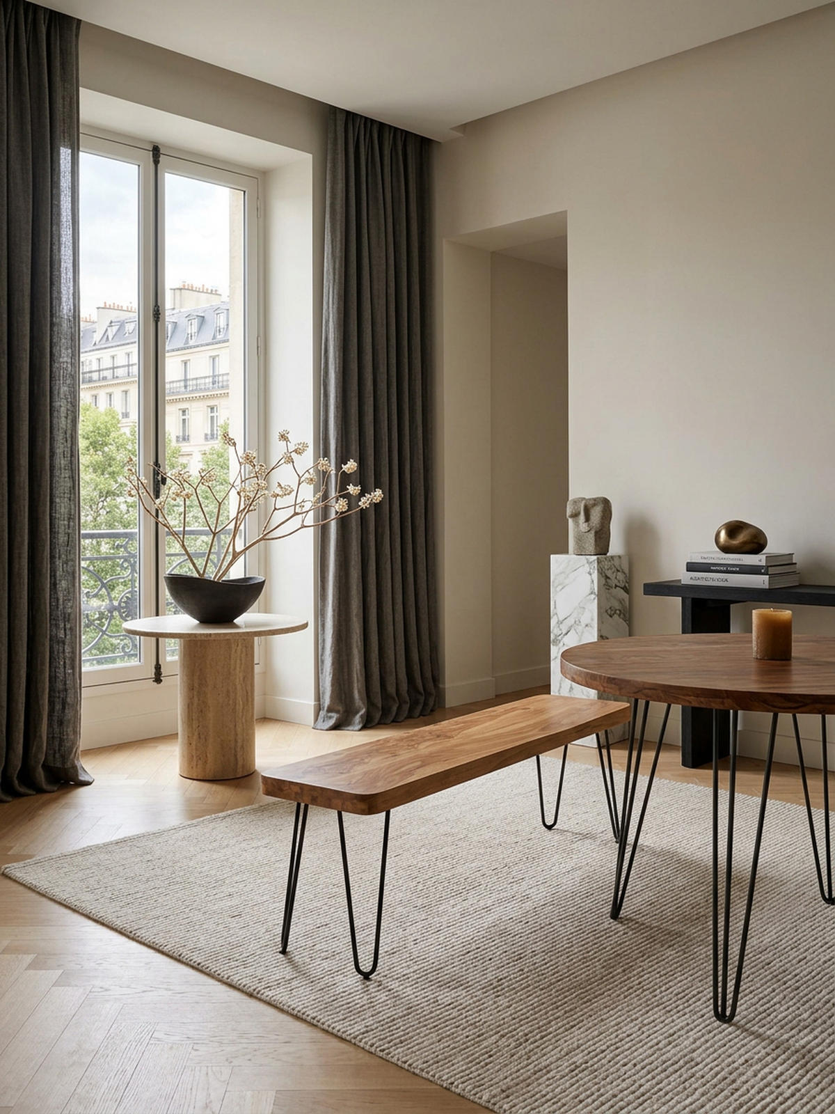 SITZBANK BALU Massivholz Metallbeine Landhausstil, Beige 120x40x45 cm - Beige/Schwarz, Holz/Metall (120/45/40cm) - KADIMA DESIGN