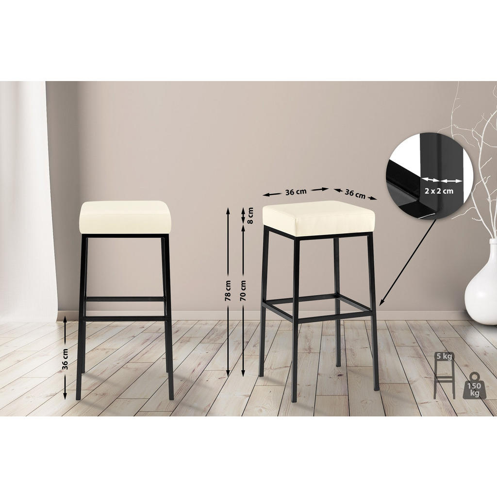 Thumbnail - CLP Barhocker, Creme, Textil, 37x78x37 cm, Esszimmer, Barmöbel, Barhocker