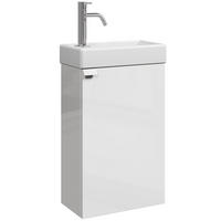 GÄSTE-WC-MÖBELSET Apollo 2 Teile Weiß Hochglanz - 40 x 22 x 68 cm - Weiß, Holz (40/68/22cm) - Badplaats