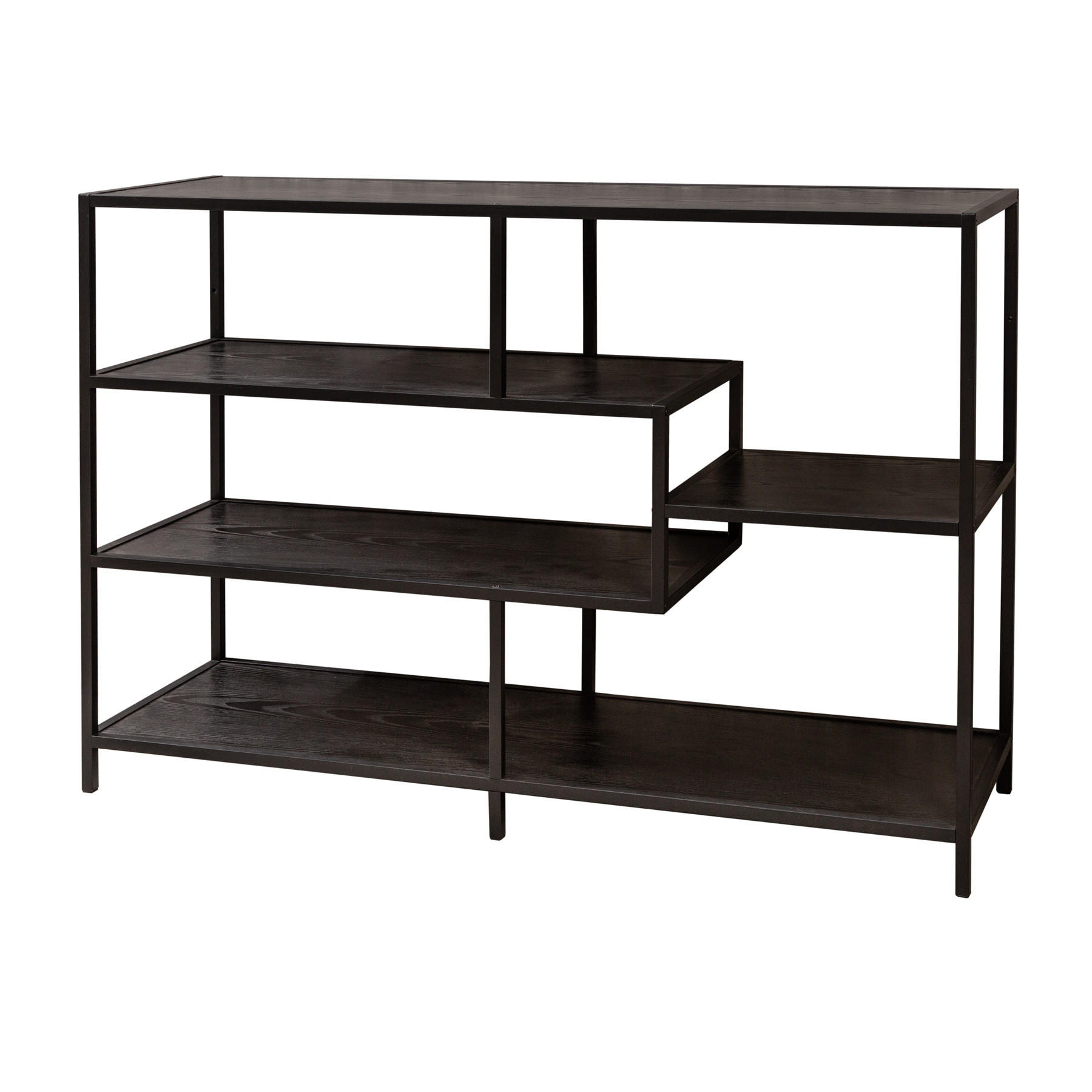 STANDREGAL SLIM LINE Schichtholz Schwarz 115 cm - Schwarz, Holzwerkstoff/Metall (114/79/35cm) - riess-ambiente
