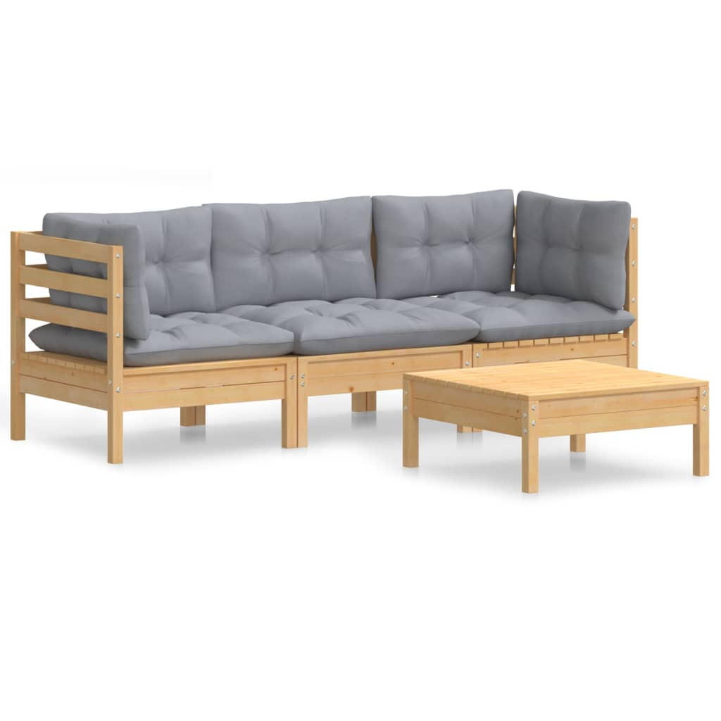 vidaXL Garten-Lounge-Set Grau