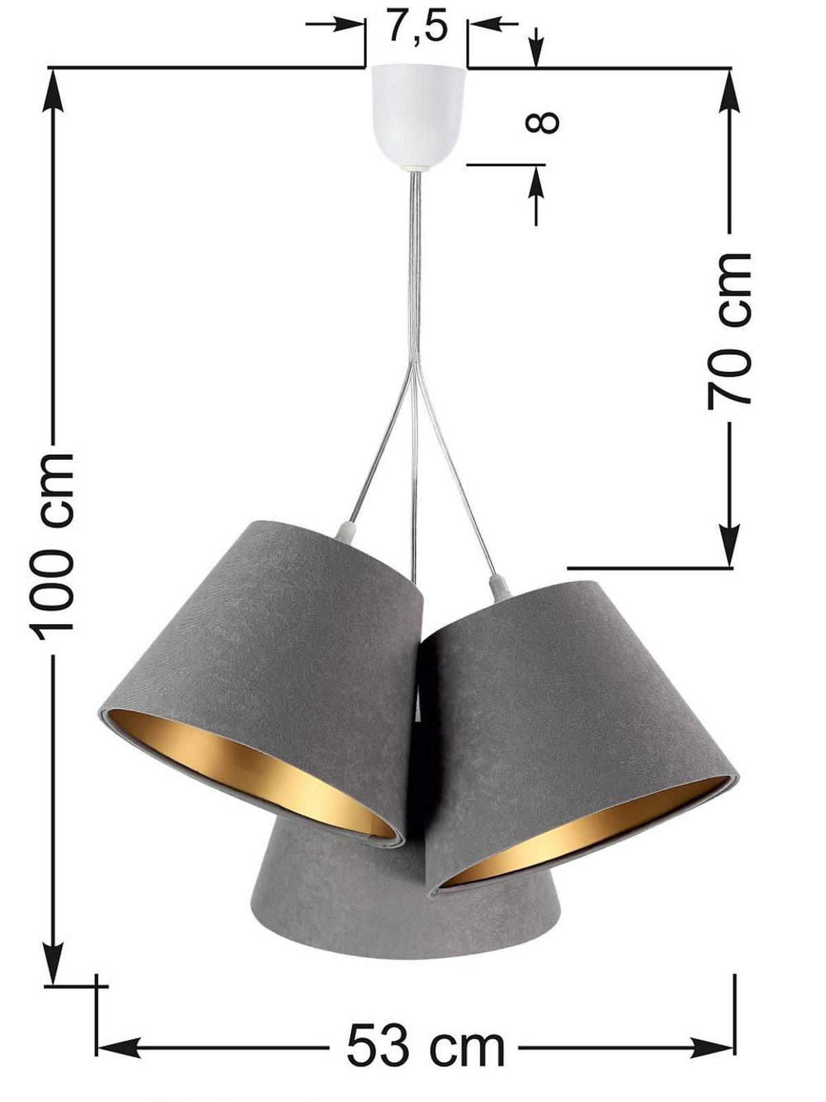 HÄNGELEUCHTE Grau 26/19 cm - Goldfarben, Kunststoff (26/0.8/19cm) - ONZENO