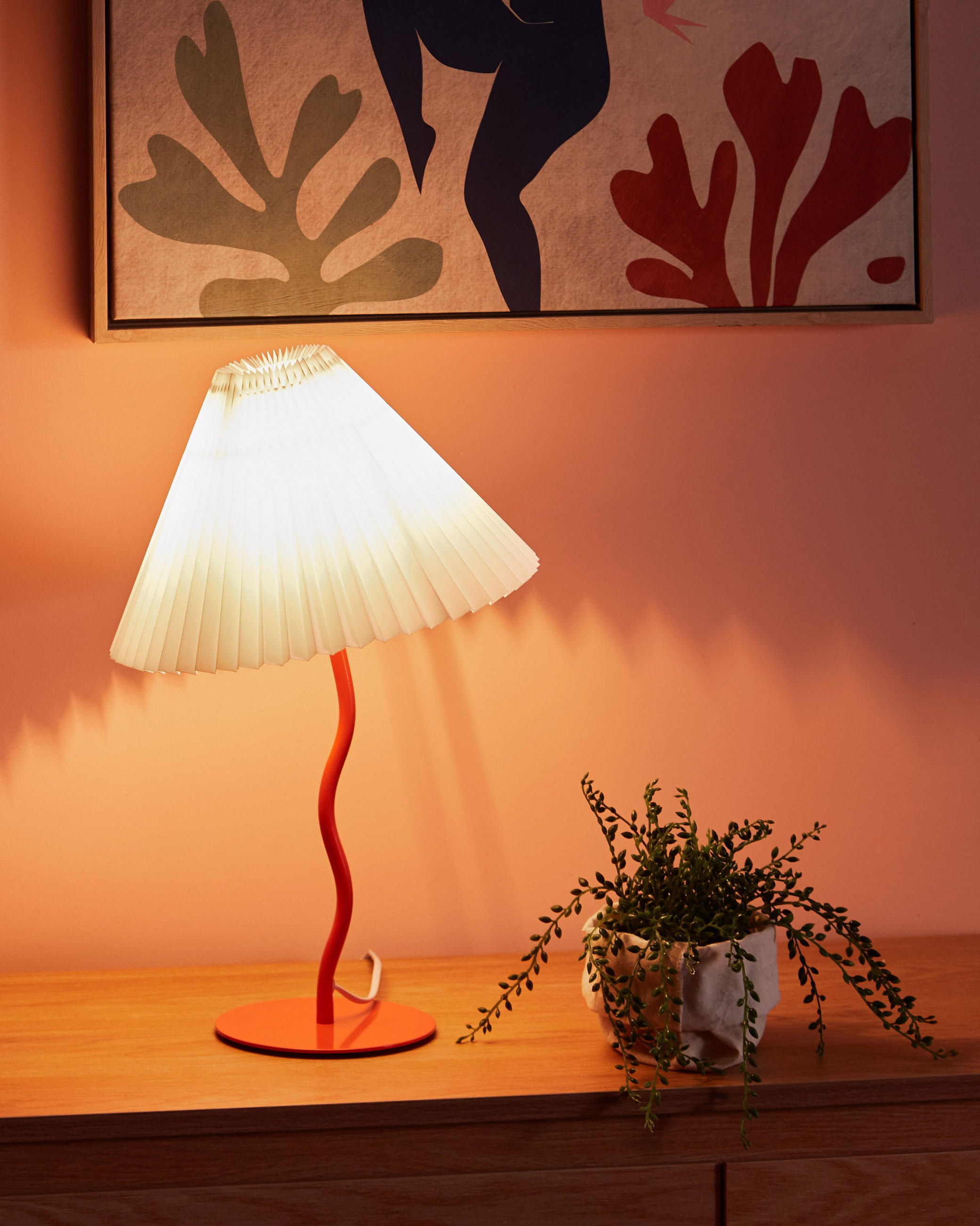 TISCHLEUCHTE Orange/Weiß Alwero - Orange/Weiß, Metall (30/30/48cm) - Beliani