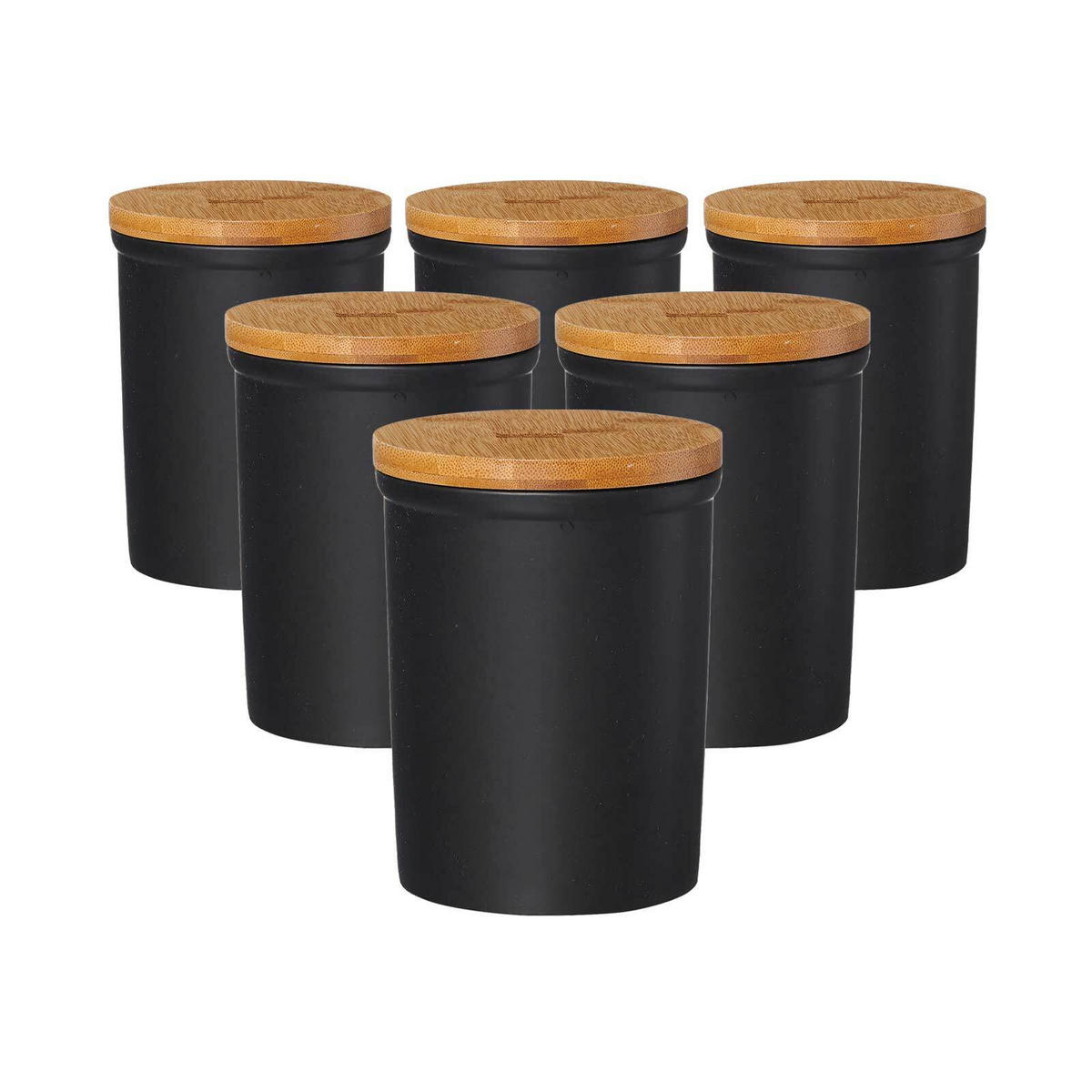 VORRATSDOSEN Jasper schwarz-braun 800 ml 6er Set - Schwarz/Braun, Keramik (12/15/12cm) - Ritzenhoff Breker