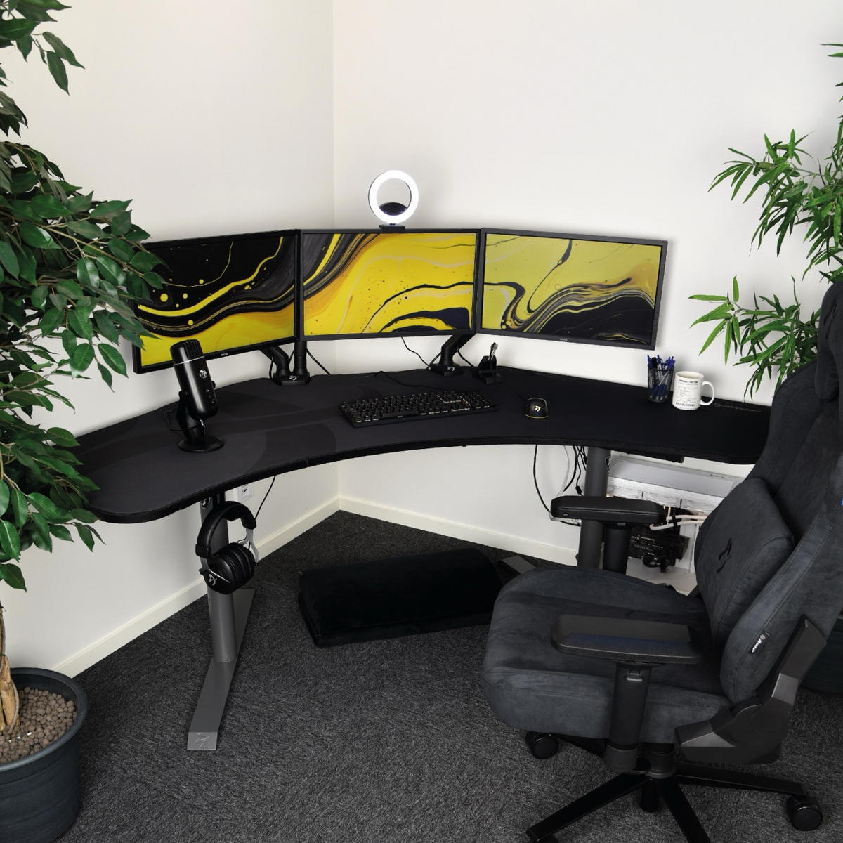 GAMINGTISCH Arena Angelo 225/71/71-81 cm Gunmetal - Dunkelgrau, Metall (71/225/71cm) - Arozzi