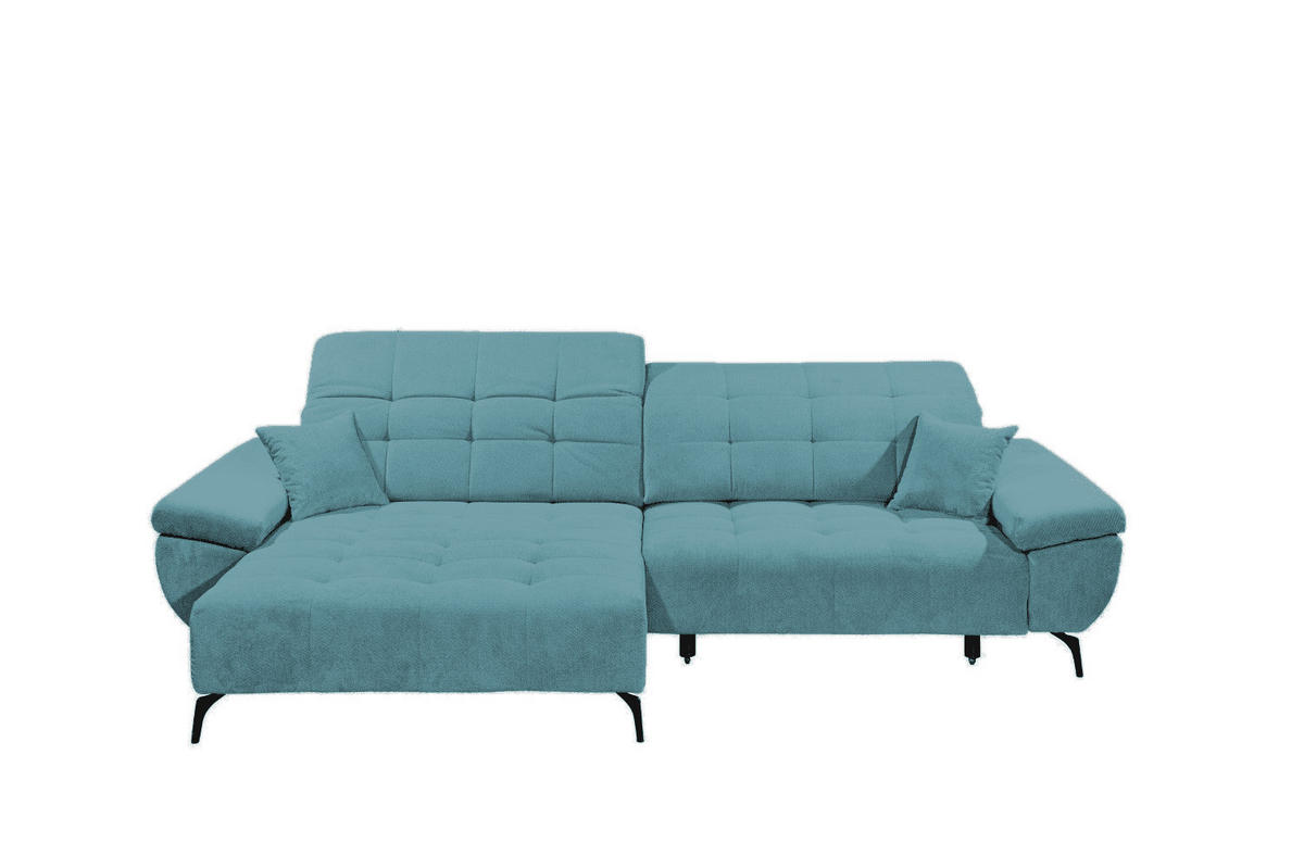 ECKSCHLAFSOFA mit Schlaffunktion & elektrischer Sitztiefenverstellung - Petrol/Schwarz, Holz/Holzwerkstoff (297/170cm) - ed exciting design