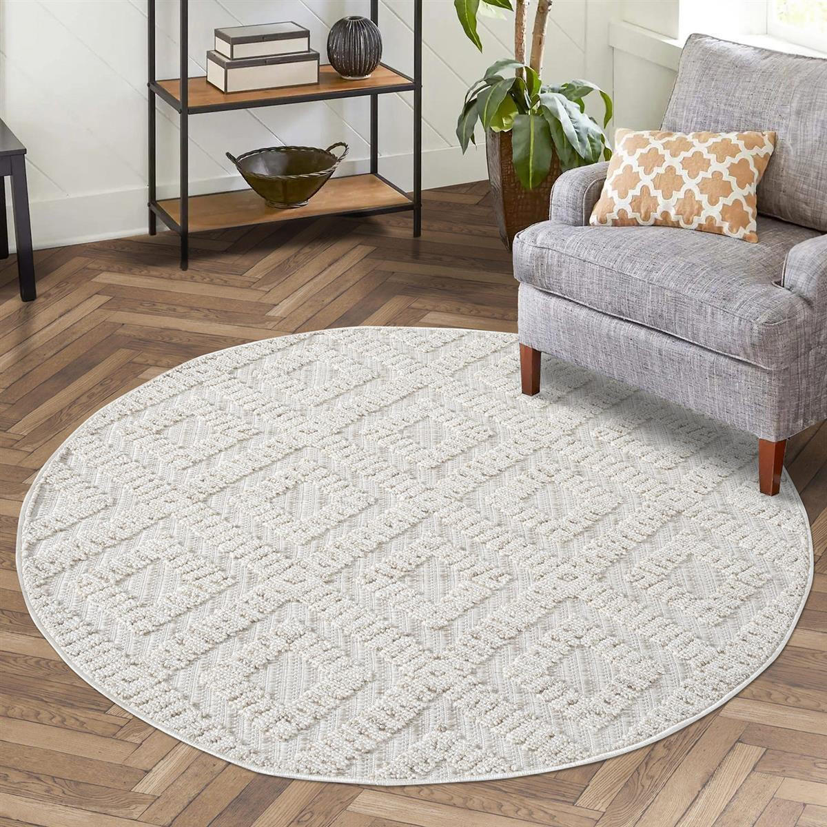 KURZFLOR-TEPPICH Clasico 8927 Beige 160 cm Rund - Beige, Textil (160/160cm) - carpet city