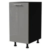 KÜCHENUNTERSCHRANK Essen D1D/40 Grau Hochglanz / Schwarz Matt 40 / 50 / 82cm - Schwarz/Grau, Holz/Holzwerkstoff (40/82/50cm) - Feldmann-Wohnen