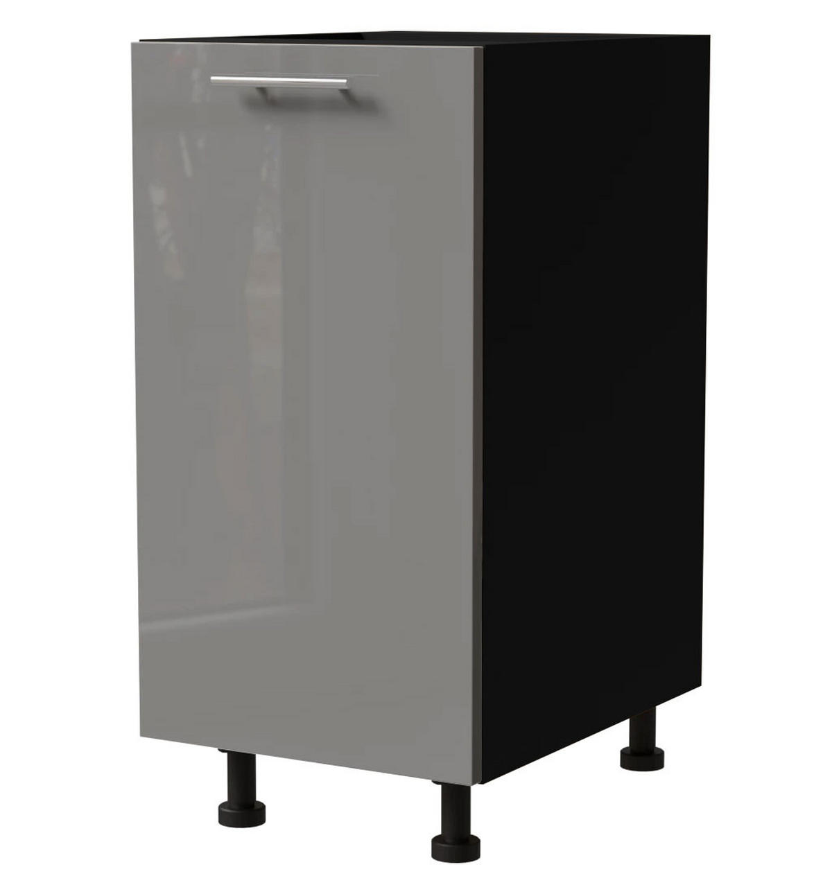 KÜCHENUNTERSCHRANK Essen D1D/40 Grau Hochglanz / Schwarz Matt 40 / 50 / 82cm - Schwarz/Grau, Holz/Holzwerkstoff (40/82/50cm) - Feldmann-Wohnen