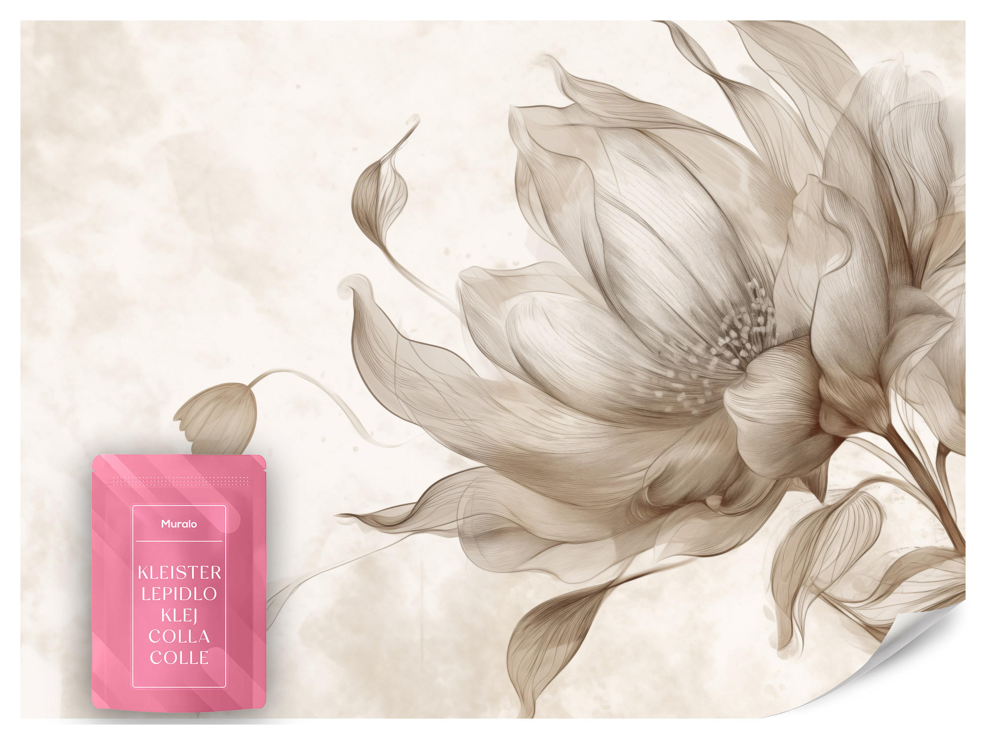 FOTOTAPETE für Wohnzimmer Abstrakte Blume 300x210 - Beige/Braun, Papier (300/210cm) - Muralo