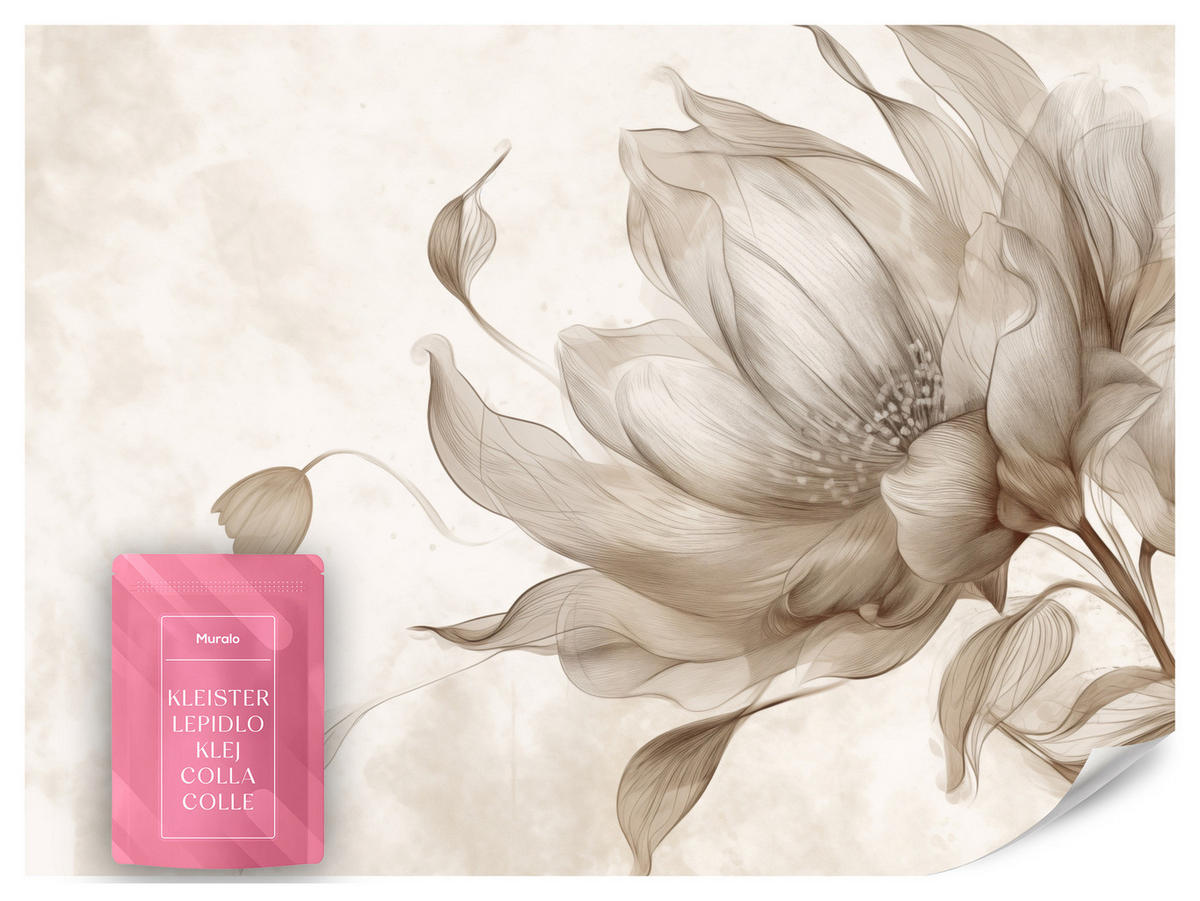 FOTOTAPETE für Wohnzimmer Abstrakte Blume 300x210 - Beige/Braun, Papier (300/210cm) - Muralo