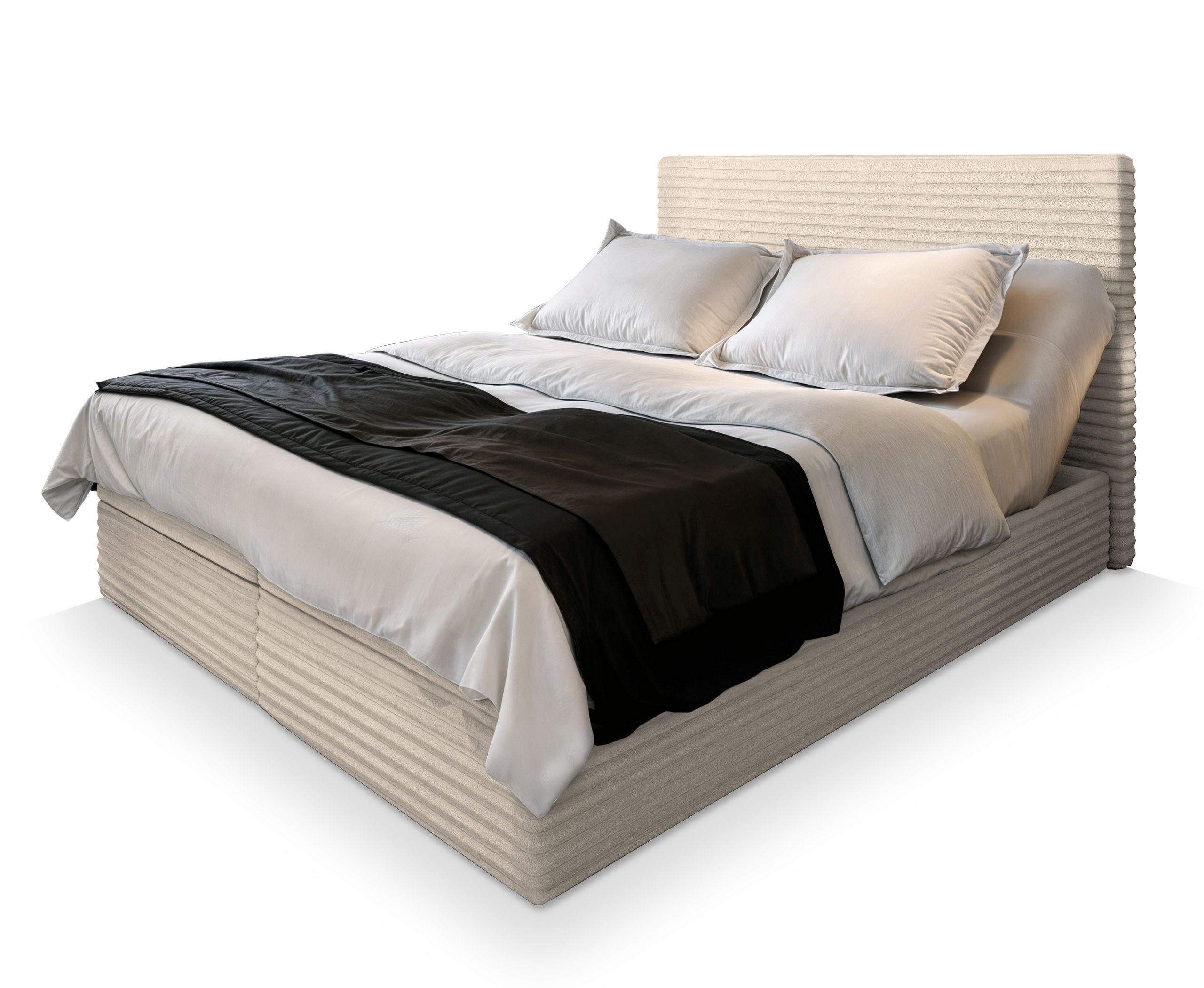 POSTEL BOXSPRING MILARA 160x200 cm, s matrací a úložným prostorem, krémová - krémová, kompozitní dřevo/textil (160/200cm) - MASSENO