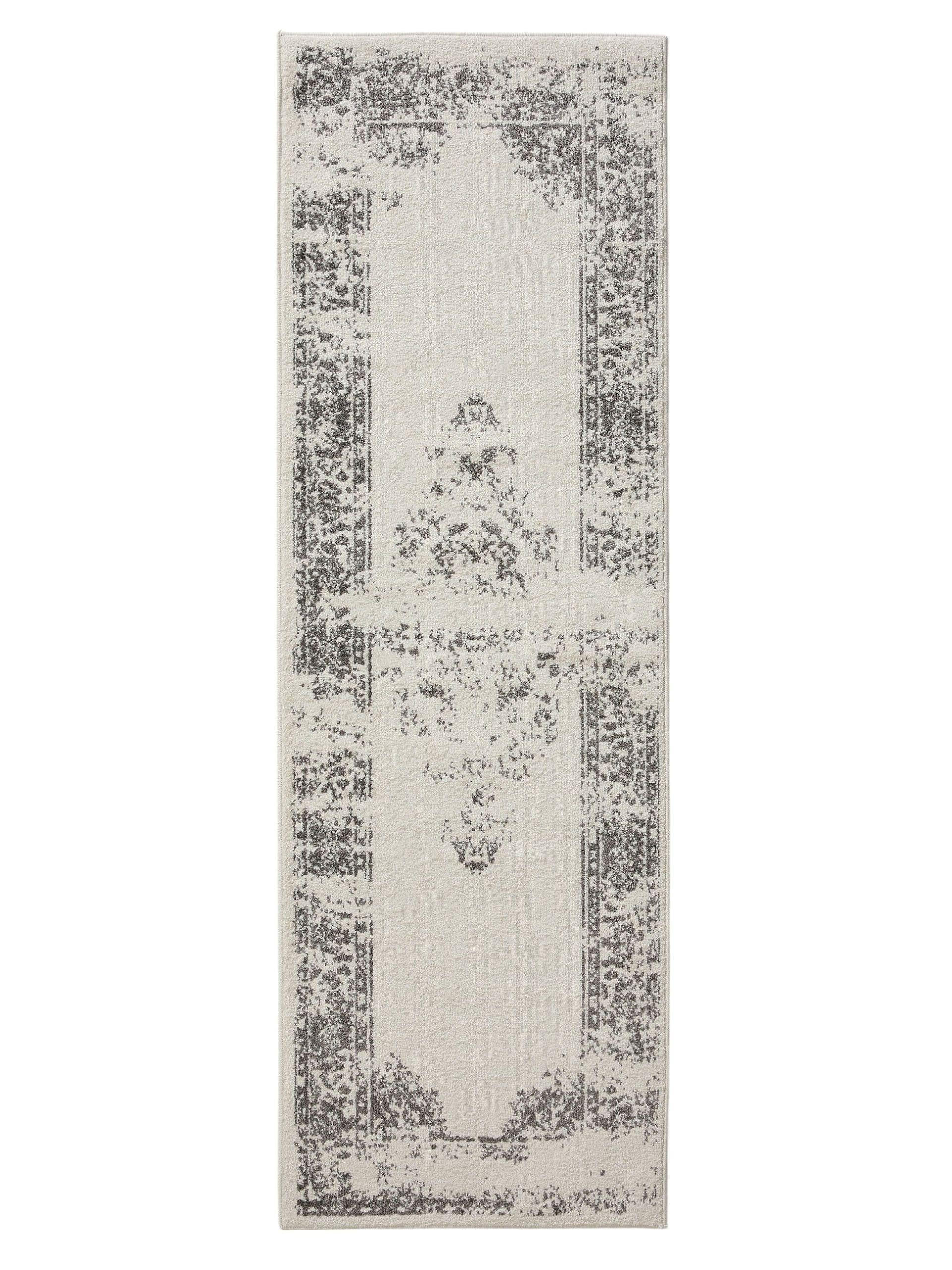 VINTAGE-LÄUFER Sia 80/240 cm - Creme/Grau, Kunststoff (80/240cm) - benuta