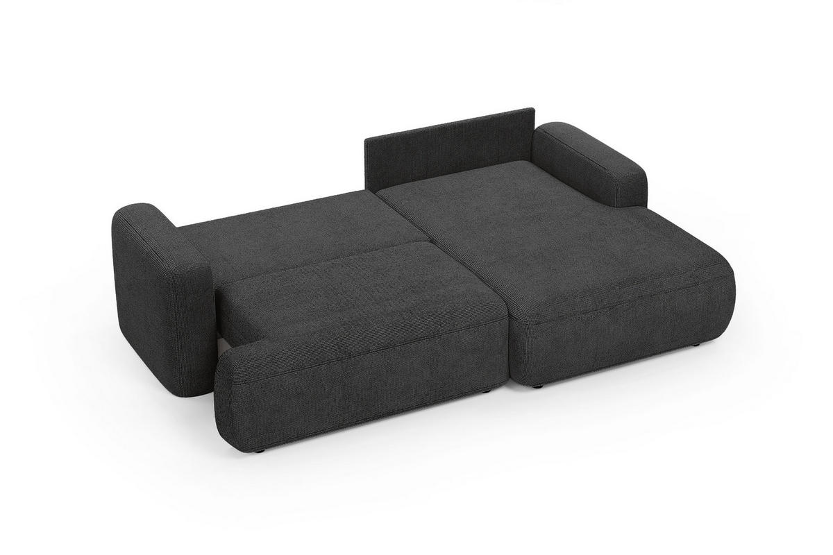 ECKSOFA Warm rechts – Anthrazit, mit Schlaffunktion und Bettkasten - Anthrazit, Textil (246/176cm)