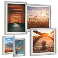 BILDER SET 5er Set - 50x50 cm & 20x30 cm & 40x60 cm Silberner Rahmen - Architektur der Küstenstädte - Silberfarben, Kunststoff (40/60cm) - TULUP