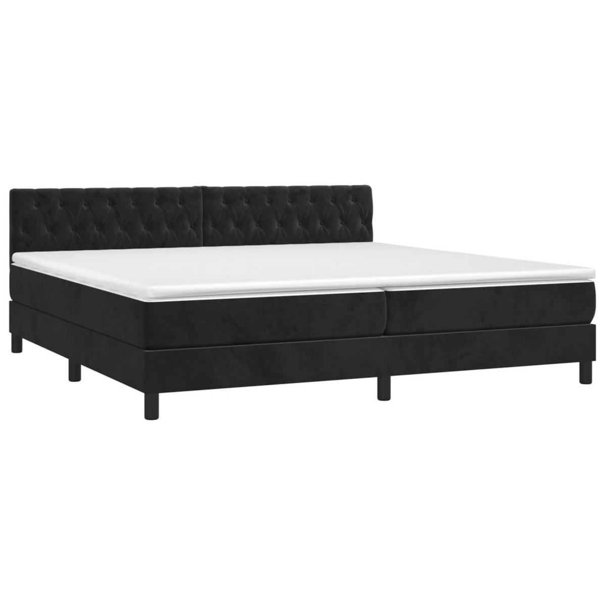 BOXSPRINGBETT mit Matratzen und LED, 78/88 cm Kopfteil, 200/200 cm aus Samt, Schwarz - Schwarz, Textil - vidaXL