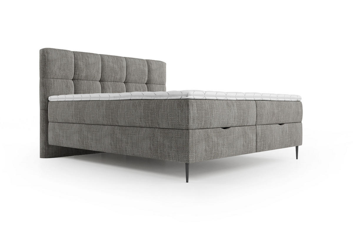 BOXBETT Edel 180x200 cm mit Bettkasten – Hellgrau, modernes Design - Hellgrau, Textil (180/200cm)