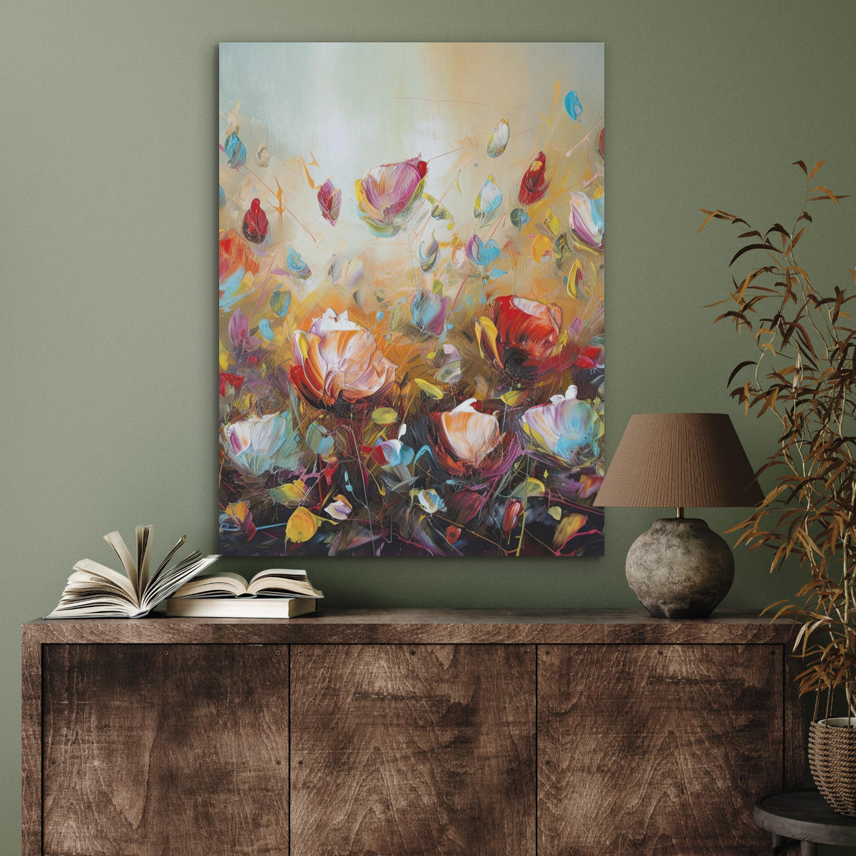AKUSTIKPANEEL Blumen - Kunst - Natur - Ölgemälde 60x80 cm - Multicolor, Textil (60/0.9/80cm) - MuchoWow