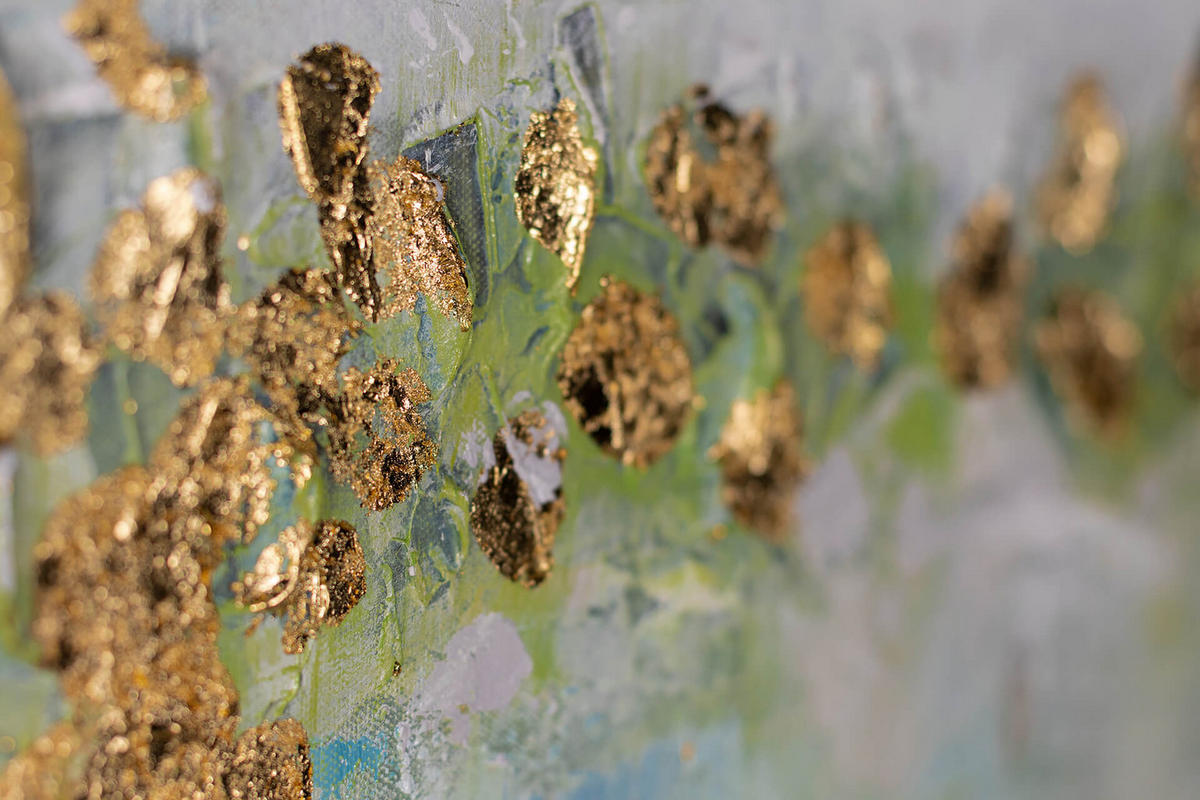 ACRYLBILD HANDGEMALT 100/75 cm - Türkis/Beige, Holz/Textil (100/75cm) - KUNSTLOFT