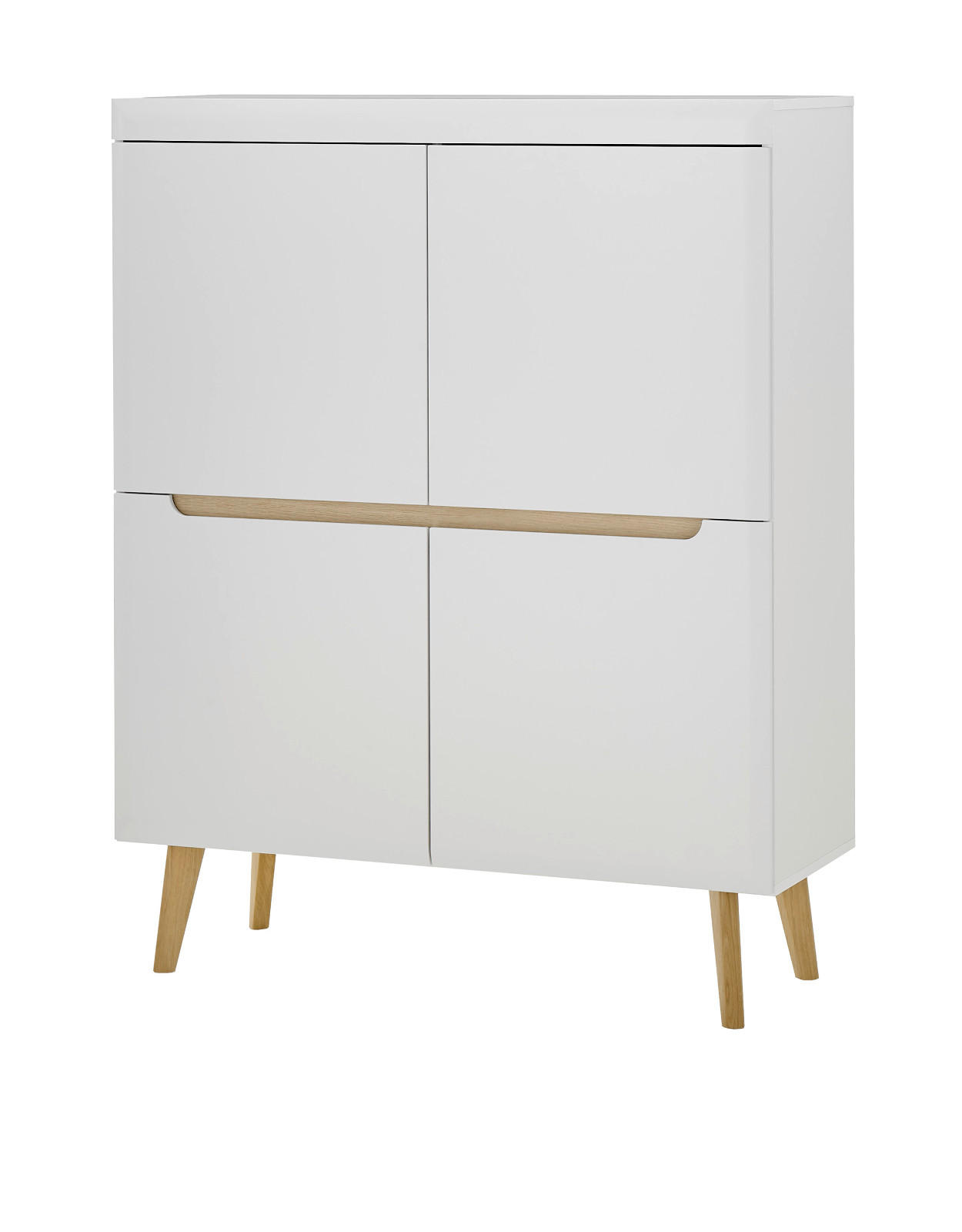 HIGHBOARD weiß matt, Eiche, skandinavisch 107 x 134 cm, Anrichte mit Soft-Close-Funktion - Eichefarben/Weiß, Holz/Holzwerkstoff (107/134/40cm) - Furn.Design