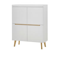 HIGHBOARD weiß matt, Eiche, skandinavisch 107 x 134 cm, Anrichte mit Soft-Close-Funktion - Eichefarben/Weiß, Holz/Holzwerkstoff (107/134/40cm) - Furn.Design