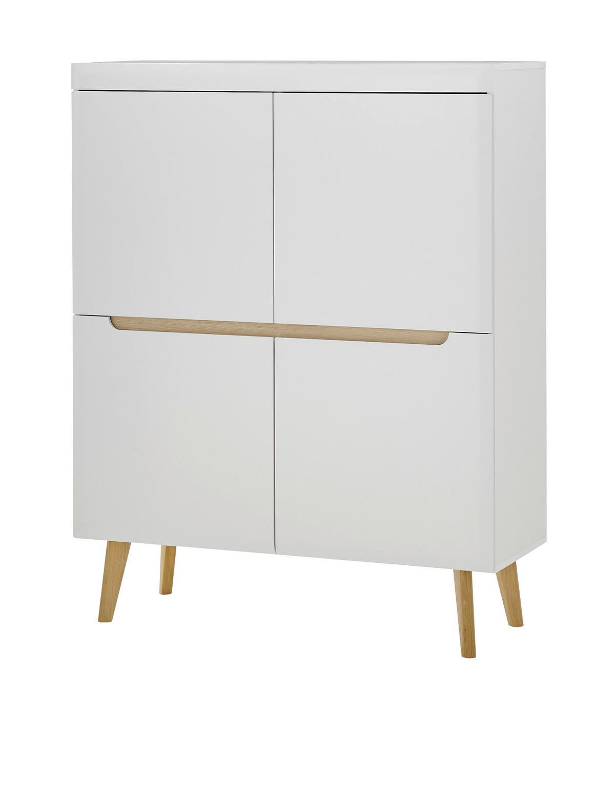 HIGHBOARD weiß matt, Eiche, skandinavisch 107 x 134 cm, Anrichte mit Soft-Close-Funktion - Eichefarben/Weiß, Holz/Holzwerkstoff (107/134/40cm) - Furn.Design