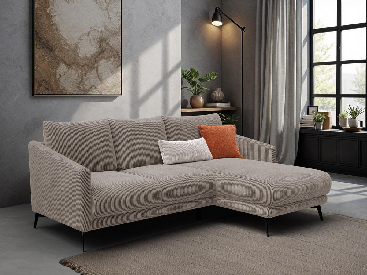 ECKSOFA VILT 3-Sitzer, taupe - Taupe/Schwarz, Holzwerkstoff/Textil (221/156cm) - Courtois Laville