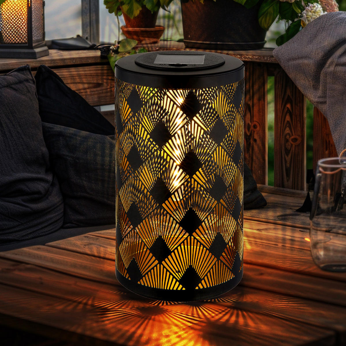 LED AUSSENLEUCHTE Metall Gold Schwarz - Goldfarben, Kunststoff (12/12/32.5cm) - Globo Lighting