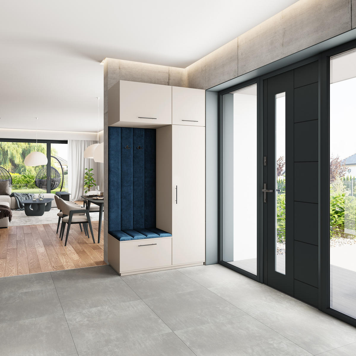 GARDEROBENSCHRANK REMA 120/240/60 cm Modern Garderobe-Set Kaschmir - Kaschmir/Blau, Holzwerkstoff (120/240/60cm) - MASSENO