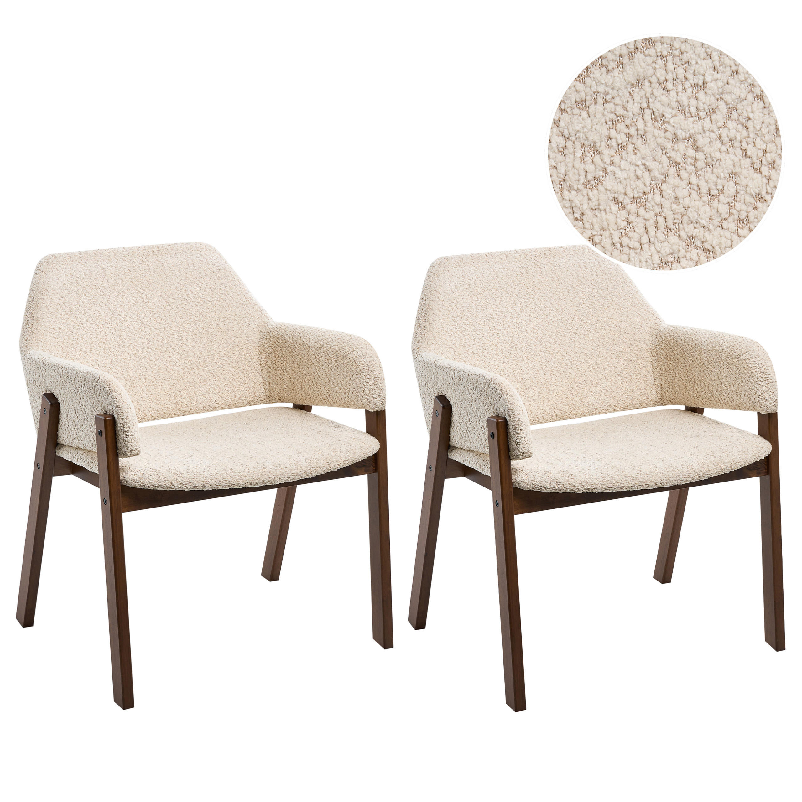 ESSZIMMERSTUHL 2er-Set Bouclé Hellbeige Albion - Beige, Textil (61/80/58cm) - Beliani