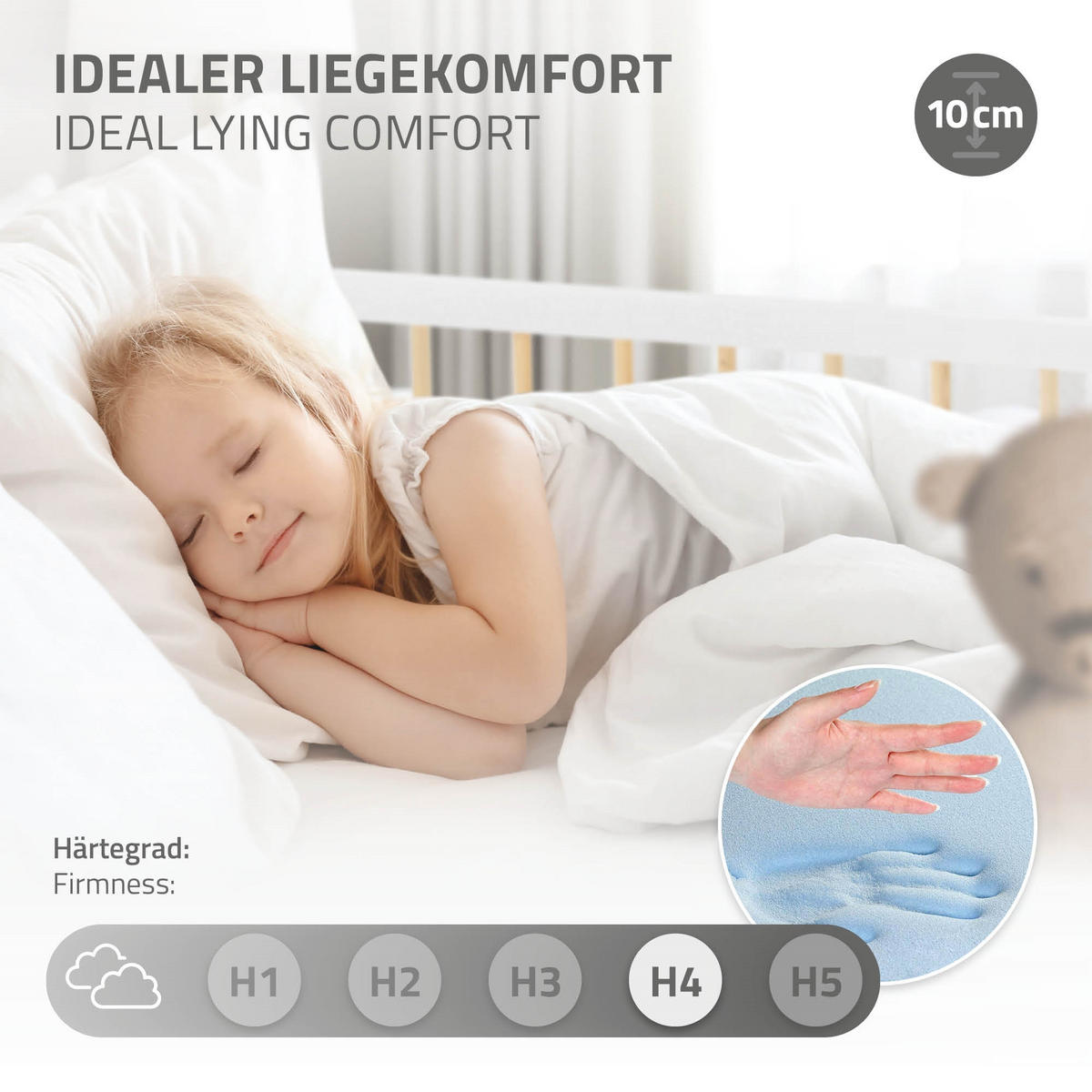 KINDERBETT mit Matratze 70x140 cm Weiß/Natur - Multicolor, Holzwerkstoff - ML-DESIGN