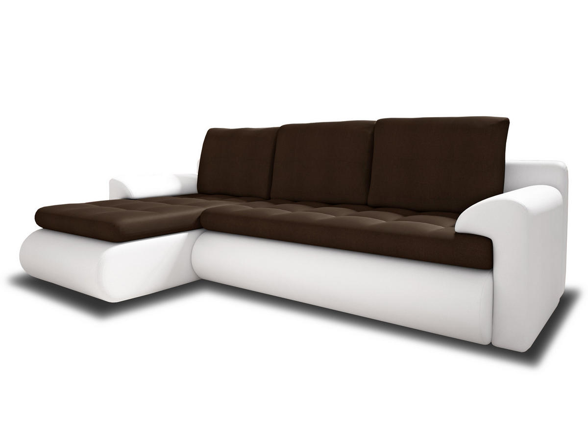 ECKSOFA Santi, Seite: Links - Weiß/Braun, Holz/Textil (226/152cm) - Sofnet
