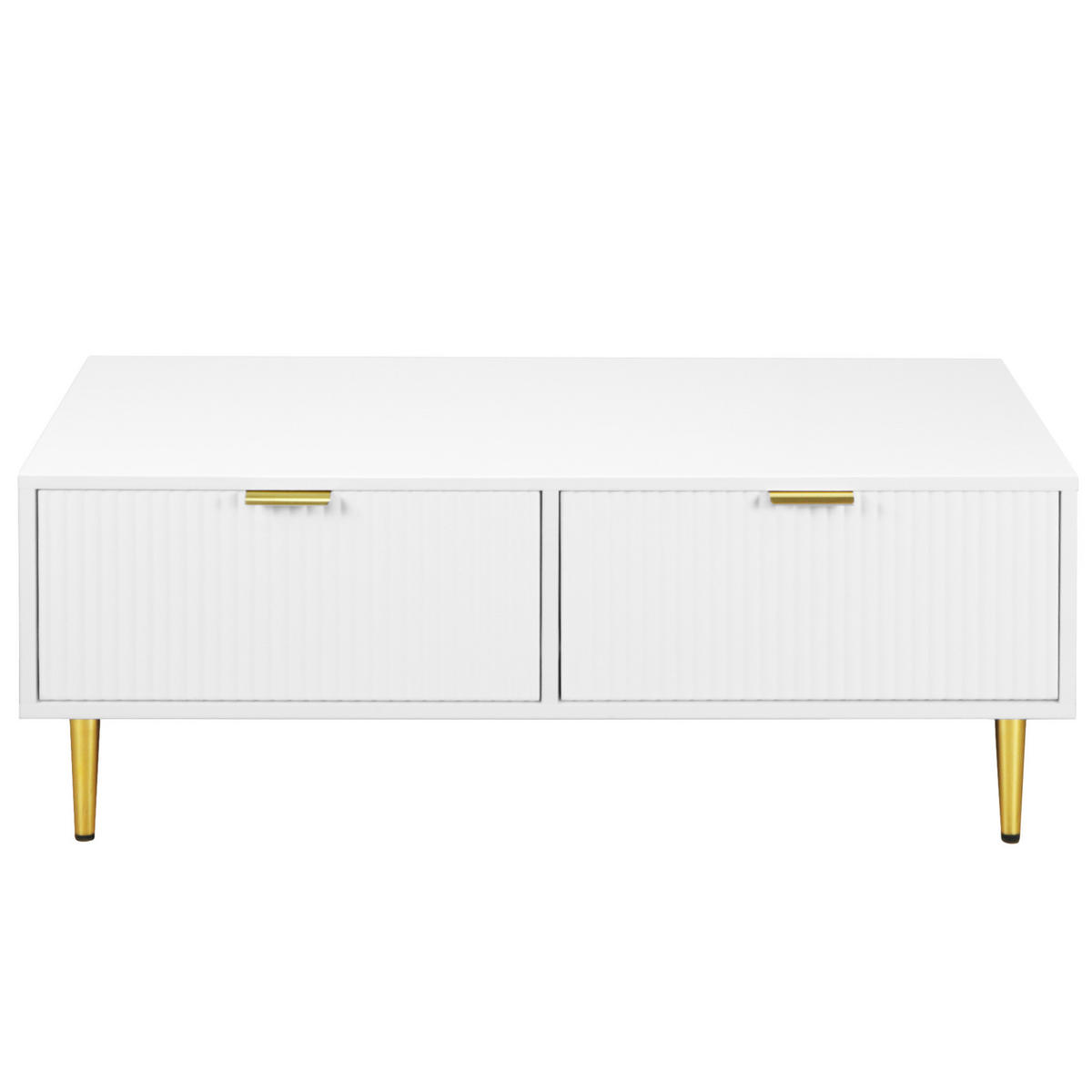 COUCHTISCH 100/50/40 cm weiß aus MDF mit 2 Schubladen - Weiß, Holzwerkstoff (100/50/40cm) - OKMYHOME