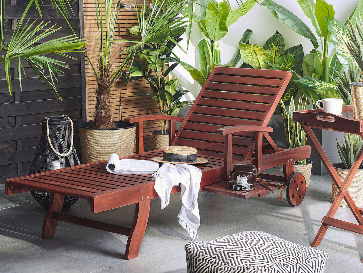 GARTENLIEGE dunkelbraun Toscana - Dunkelbraun, Holz (64/74/196cm) - Beliani