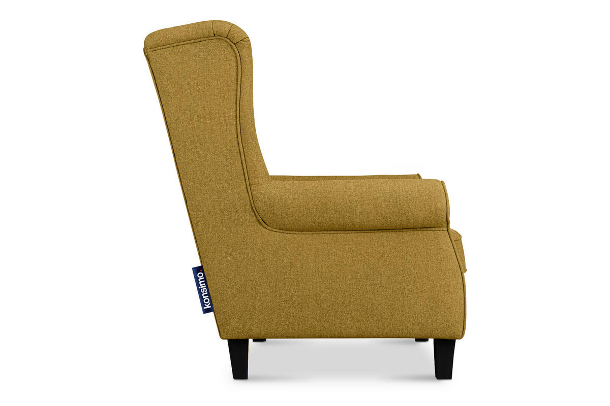 OHRENSESSEL MILES Masivholzbeine schwarz, honigfarben - Honig, Holzwerkstoff/Buchenholz (82/105/97cm) - KONSIMO®